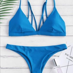 ZAFUL cobalt blue strappy back bathing suit